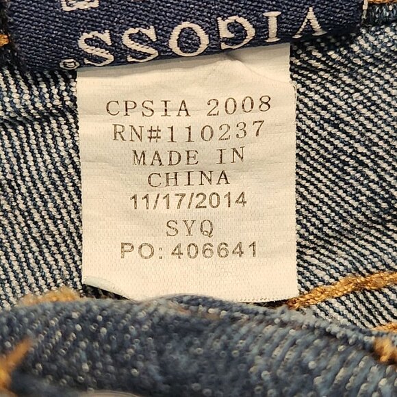 Vigoss Jean Shorts Youth Girls 10 Embroidered Pockets Rolled Cuff Dark Wash - Picture 5 of 8